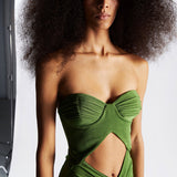ANDREA STRAPLESS IN MOSS GREEN