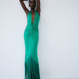 DIDYMA MAXI FRINGE DRESS IN MALACHITE