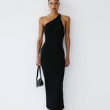 SHADOW MIDI DRESS IN JET